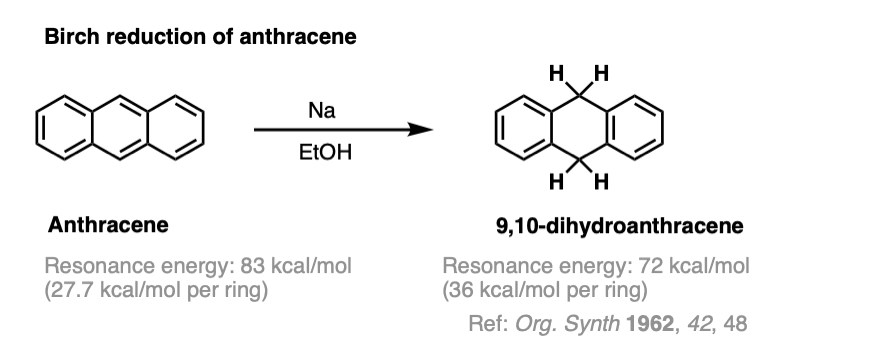 Anthracene birch reduction - dissolving metal reduction of anthracene with sodium to give 9 10 dihydroanthracene