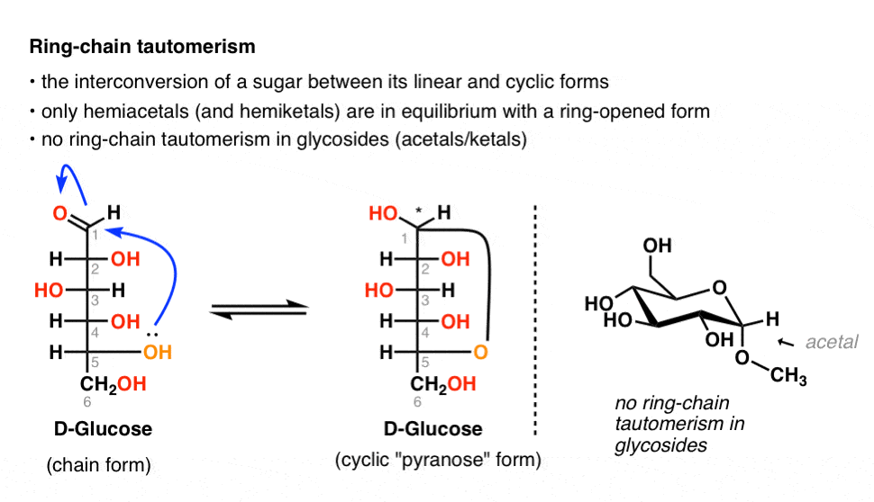 definition-of-ring-chain-tautomerism-is-that-it-is-interconversion-of-a-sugar-between-linear-and-cyclic-forms