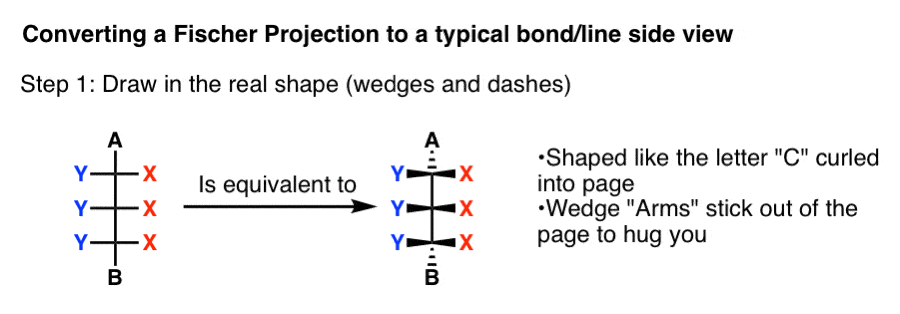 convert-fischer-projection-to-bond-line-diagram-side-view-