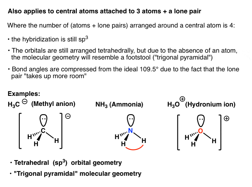 hybridization-applies-to-central-atoms-attached-to-3-atoms-plus-a-lone-pair-eg-nh3-h3o-and-ch3-trigonal-pyramidal