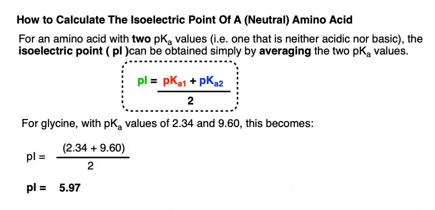 calculation of isoelectric points simple formula is to average two pka values of amino acid