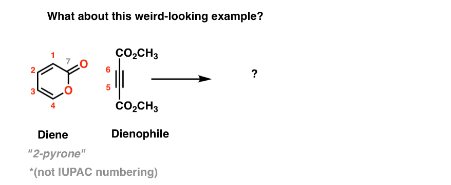 what about diels alder reaction of pyrone 2 pyrone with dienophile alkyne with pyrone