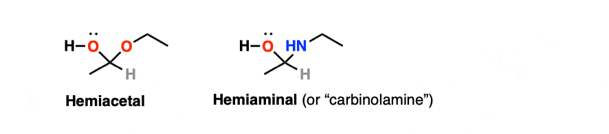 Structure of hemiaminal or carbinolamine