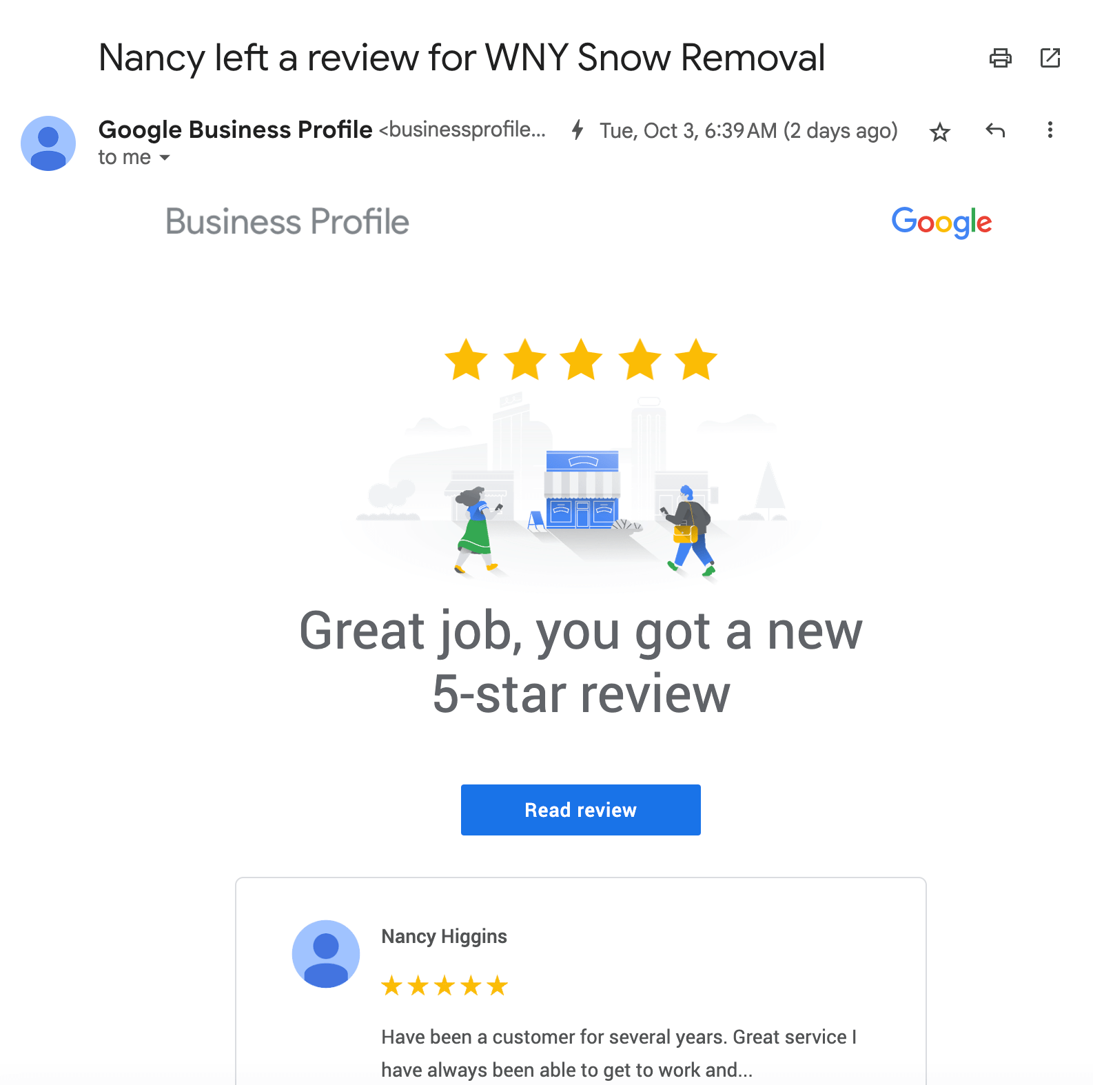 google review notification email